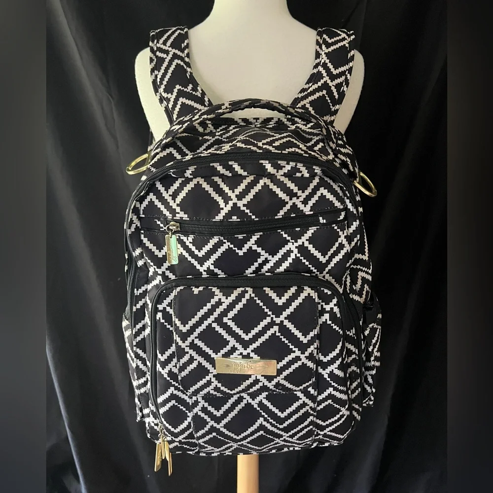 JUJUBE Be Right Back Diaper Bag Backpack - My Empress Black & White